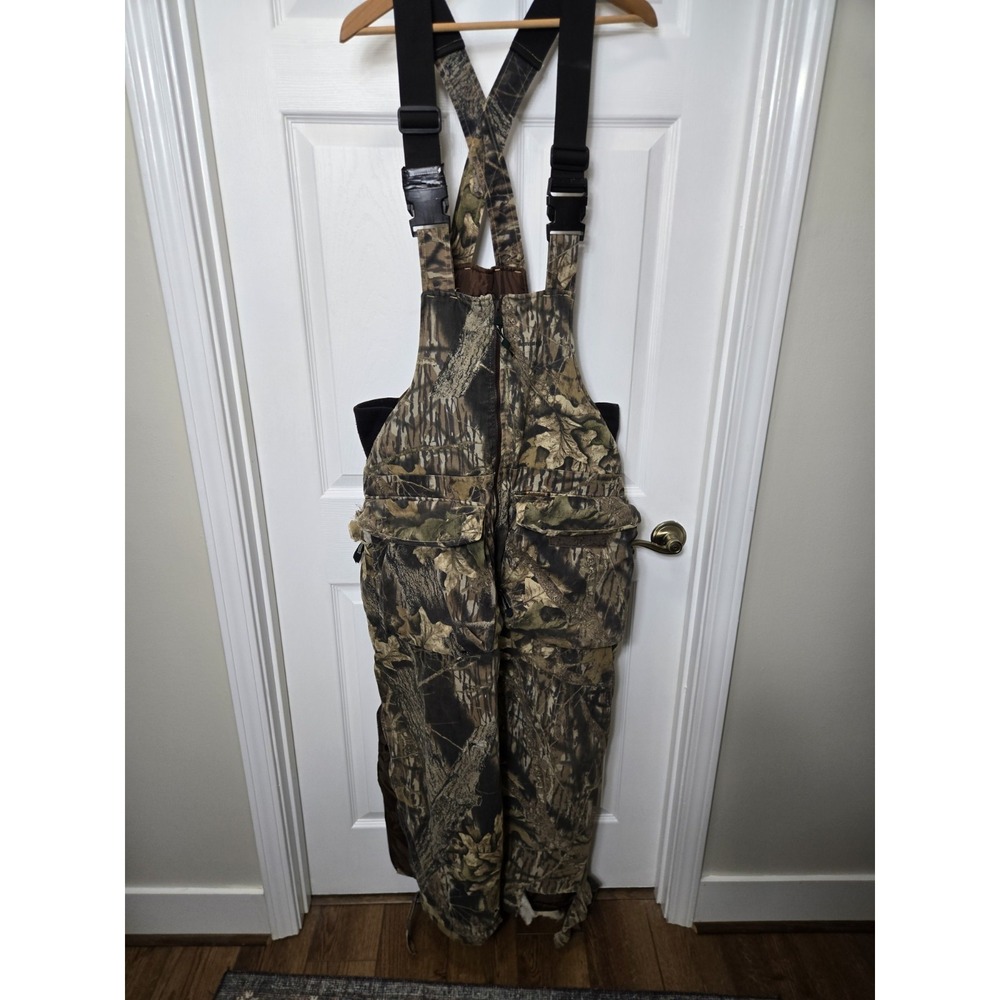 Remington Bib Overalls Mens L Brown Realtree Hardwood Hunting Insulated Zip Y2K